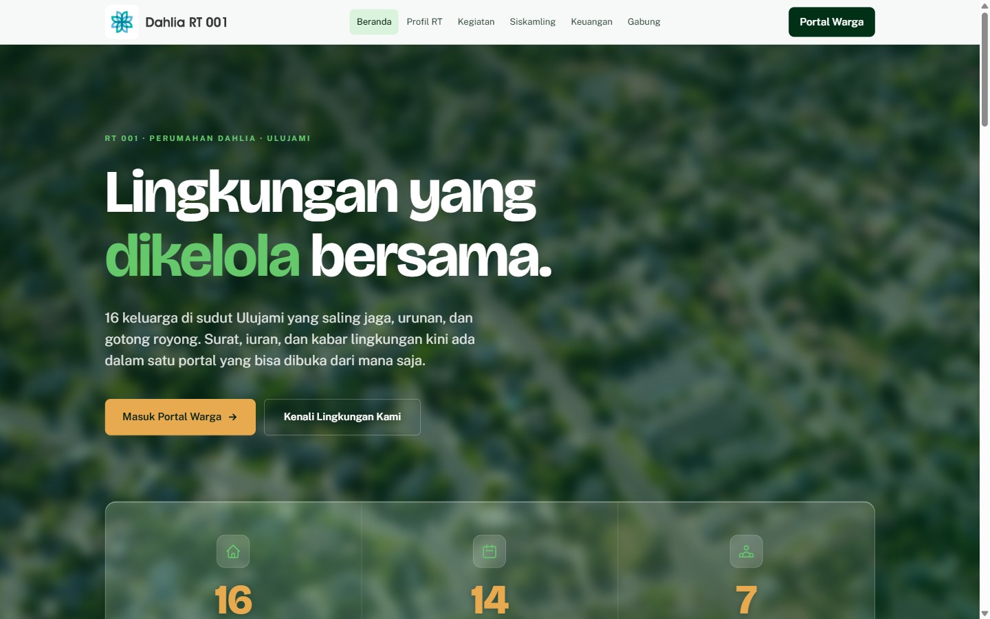 Tampilan website Dahlia RT001