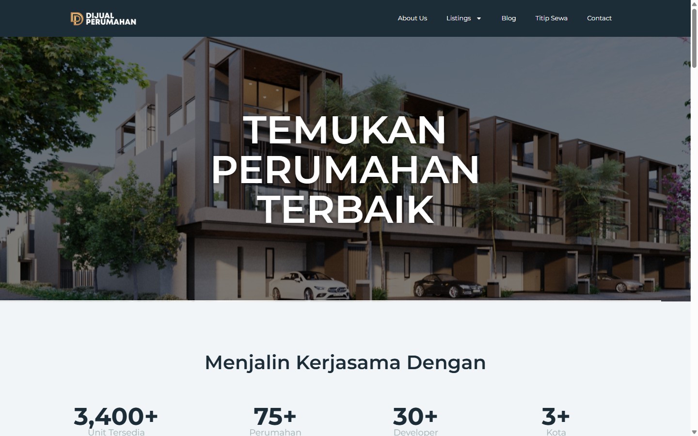 Tampilan website Dijual Perumahan